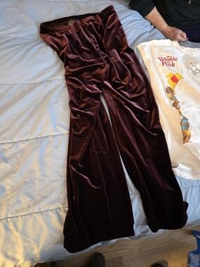 Chico's Velvet Traveler Pants in Deep Burgandy